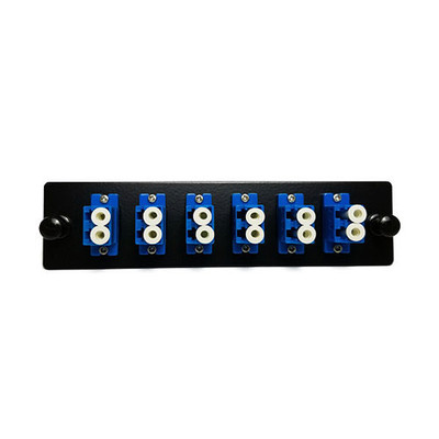 Fiber Distribution Panel Plate with 6 Blue LC/UPC Duplex Ports, Single Mode - Part Number: 61F2-01006