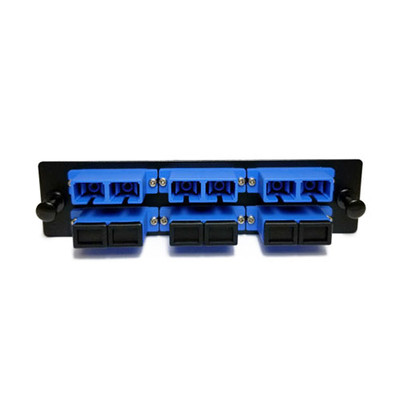 Fiber Distribution Panel Plate with 6 Blue SC/UPC Duplex Ports, Single Mode - Part Number: 61F2-01106