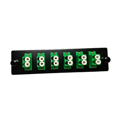 Fiber Distribution Panel Plate with 6 Green LC/APC Duplex Ports, Single Mode - Part Number: 61F2-02006