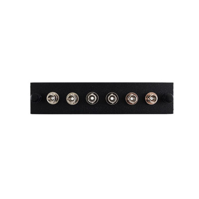 LGX Compatible Adapter Plate featuring a Bank of 6 Singlemode ST Connectors, Black Powder Coat - Part Number: 68F3-00360