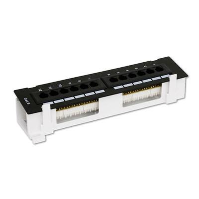 Wall Mount 12 Port Cat6 Patch Panel, 110 Type, 568A & 568B Compatible, 10 inch - Part Number: 69BK-06012-10