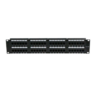 Rackmount 48 Port Cat6a Patch Panel, 19 inch horizontal, 110 Type, 568A & 568B Compatible, 2U - Part Number: 69BK-16048