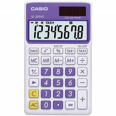 Casio Calculator, SL-300VC-PL, Colorful Design, Purple - Part Number: 7201-00110