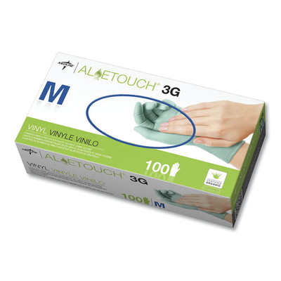 Medline Aloetouch 3G Synthetic Exam Gloves, Green, Medium, 100/Box - Part Number: 7301-01507