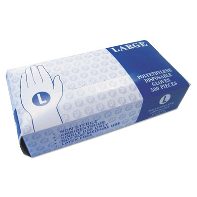 Interplast Embossed Polyethylene Disposable Gloves, Large, Powder-Free, Clear, 500/Box - Part Number: 7301-02401