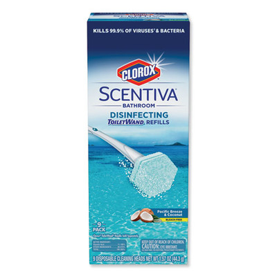 Clorox Scentiva Disinfecting ToiletWand Refills, 9/Box - Part Number: 7302-07202