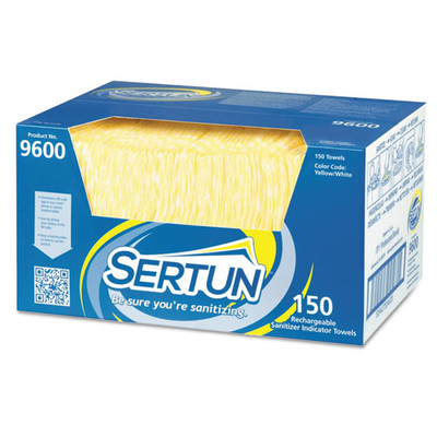 Sertun Color-Changing Rechargeable Sanitizer Towels, Yellow/White/Blue, 13.5x18, 150 per box - Part Number: 7303-00501
