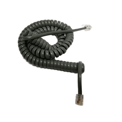 Telephone Handset Cord (Voice), 4P4C RJ22 male to RJ22 male, Gray, Coil, Reverse, 10 foot. *14 inches coiled* - Part Number: 8104-44210GY