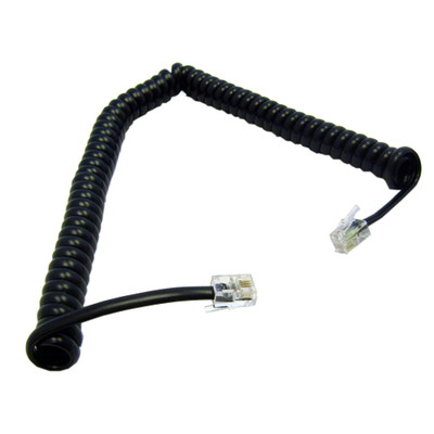 Telephone Handset Cord (Voice), 4P4C RJ22 male to RJ22 male, Black, Coil, Reverse, 12 foot. *25 inches coiled* - Part Number: 8104-54112BK