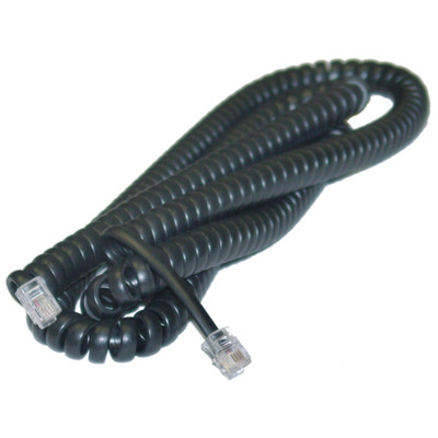 Telephone Handset Cord (Voice), 4P4C RJ22 male to RJ22 male, Black, Coil, Reverse, 25 foot. *50 inches coiled* - Part Number: 8104-54125BK