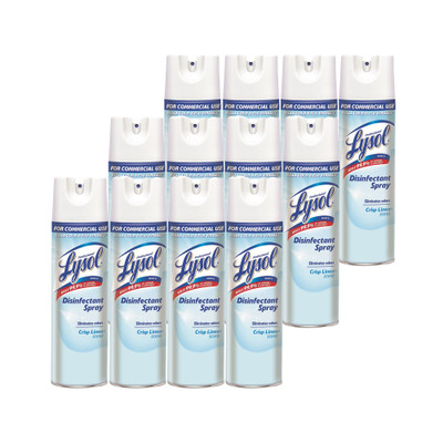 Case of 12 - Lysol Disinfectant Spray, Crisp Linen, 19oz Aerosol Cans - Part Number: 8301-00129CT