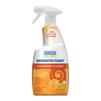 Gonzo Disinfectant Deodorizer and Cleaner, Citrus Scent, 24 oz Spray Bottle - Part Number: 8301-02421
