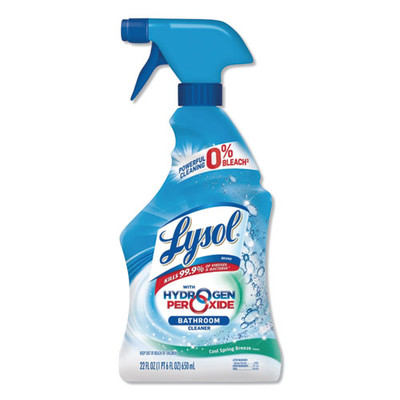 Case of 12 - Lysol Bathroom Cleaner with Hydrogen Peroxide, Cool Spring Breeze, 22 oz Spray Bottles - Part Number: 8301-07103CT