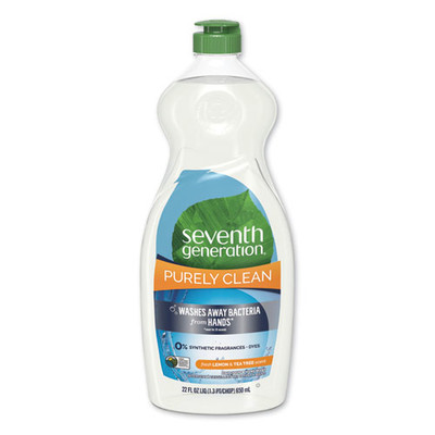 Seventh Generation Natural Dishwashing Liquid, Fresh Lemon and Tea Tree, 22 oz Bottle - Part Number: 8302-04701