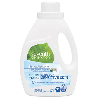 Seventh Generation Natural 2X Concentrate Liquid Laundry Detergent, Free and Clear, 33 loads, 50 oz - Part Number: 8302-05703