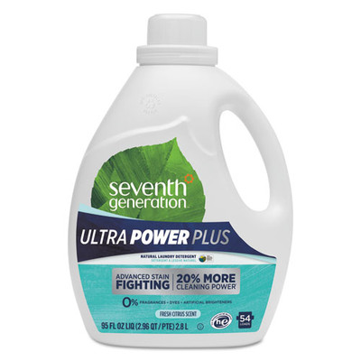 Seventh Generation Natural Liquid Laundry Detergent, Ultra Power Plus, Fresh Scent, 54 Loads, 95 oz - Part Number: 8302-05704