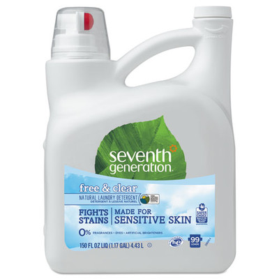 Seventh Generation Natural 2X Concentrate Liquid Laundry Detergent, Free and Clear, 99 loads, 150oz - Part Number: 8302-05705