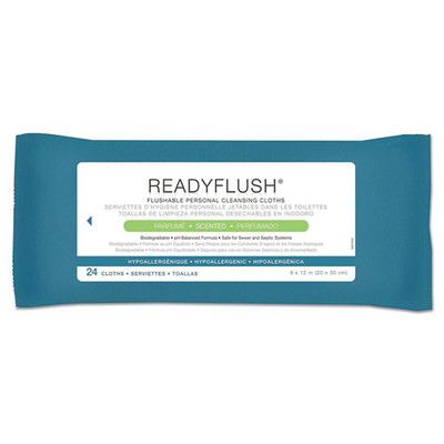 Medline ReadyFlush Biodegradable Flushable Wipes, 8 x 12, 24/Pack - Part Number: 8303-00301