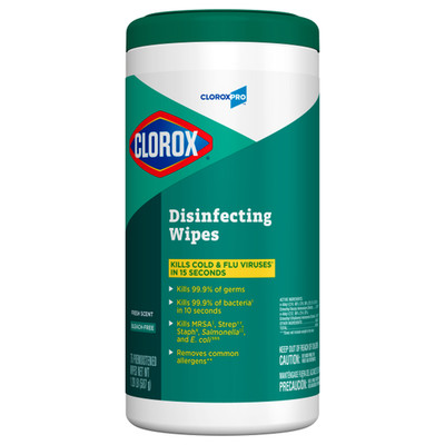 Case of 6 - Clorox Commercial Disinfecting Wipes, 7 x 8, Fresh Scent, 75/Canister - Part Number: 8303-02205CT