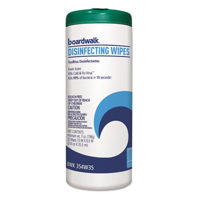 Boardwalk Disinfecting Wipes, 8 x 7, Fresh Scent, 35/Canister - Part Number: 8303-02301