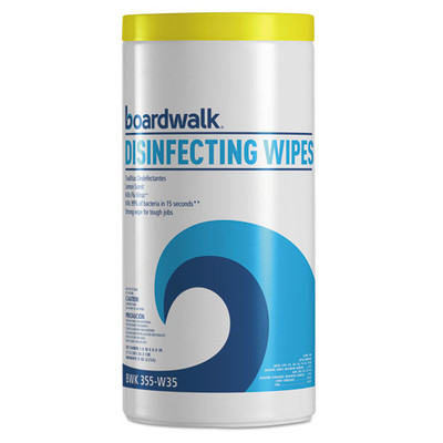 Boardwalk Disinfecting Wipes, 8 x 7, Lemon Scent, 35/Canister - Part Number: 8303-02304