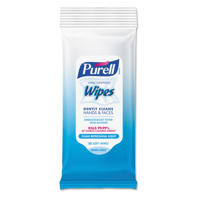 Case of 28 - Purell Hand Sanitizing Wipes, 7 x 6, Alcohol Free, Fresh Scent, 20/Pack - Part Number: 8303-06310CT