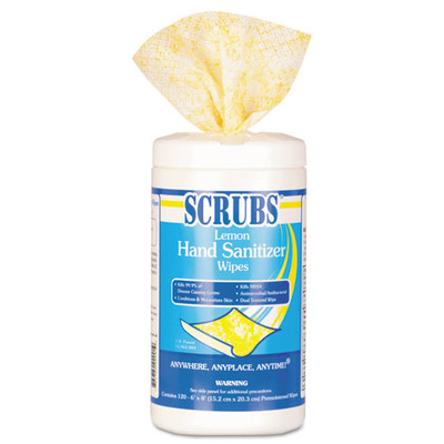 Case of 6 - Scrubs Hand Sanitizer Wipes, 6 x 8, 120 Wipes/Canister - Part Number: 8303-06501CT