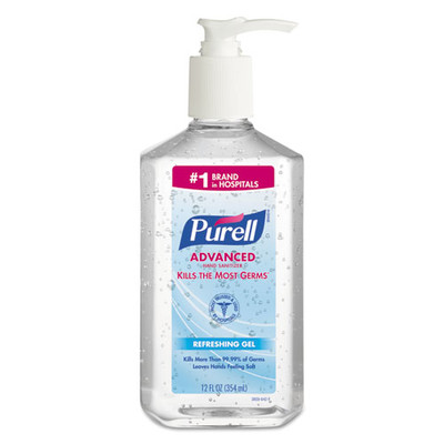 Case of 12 - Purell Advanced Hand Sanitizer Refreshing Gel, Clean Scent, 12 oz Pump Bottles - Part Number: 8304-06153CT