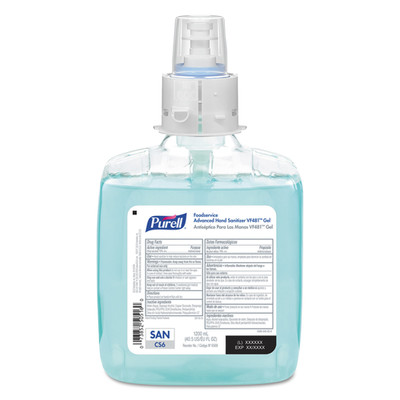 Purell Foodservice Advanced Hand Sanitizer VF481 Gel, 1200 mL, For CS6 Dispensers - Part Number: 8304-06184