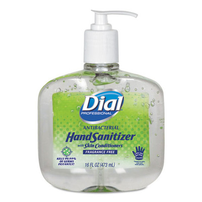 Dial Professional Antibacterial Gel Hand Sanitizer w/Moisturizers, 16 oz Pump, Fragrance-Free - Part Number: 8304-06217