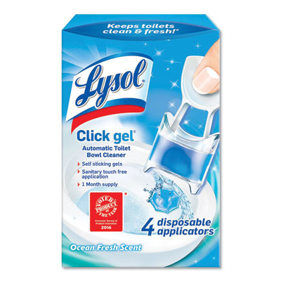 Lysol Click Gel Automatic Toilet Bowl Cleaner, Ocean Fresh, 0.68 oz, 4/Box - Part Number: 8305-00101