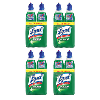Case of 4 - Lysol Disinfectant Toilet Bowl Cleaner with Bleach, 24 oz, 2/Pack - Part Number: 8305-00105CT