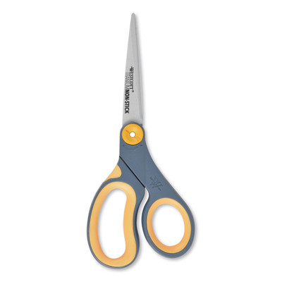 Westcott Non-Stick Titanium Bonded Scissors, 8 inches Long, 3.25 inch Cut Length, Gray/Yellow Straight Handle - Part Number: 9005-20102