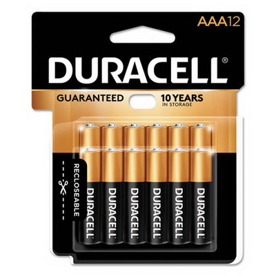 Duracell CopperTop Alkaline Batteries, AAA, MN24RT12Z, 12/PK - Part Number: 9082-01012