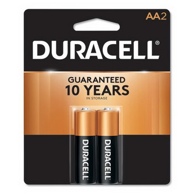 Duracell CopperTop Alkaline Batteries, AA, MN1500B2Z, 2/PK - Part Number: 9082-02002