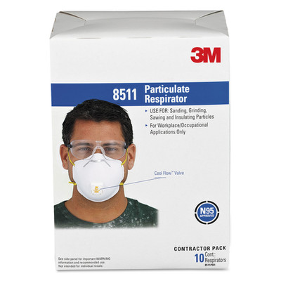 3M Particulate Respirator w/Cool Flow Exhalation Valve, 10 Masks/Box - Part Number: 9307-00102