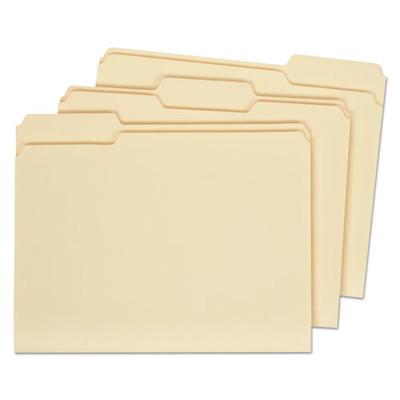 Universal File Folders, 1/3 Cut Assorted, Two-Ply Top Tab, Letter, Manila, 100/Box - UNV16113 - Part Number: 9311-02105