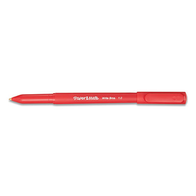 PaperMate Write Bros. Stick Ballpoint Pen, Medium 1mm, Red Ink + Barrel, Dozen - Part Number: 9312-00603