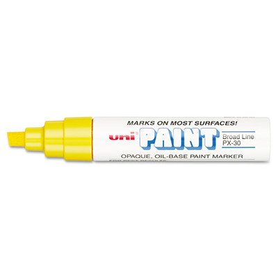 Sanford Uni-Paint Permanent Marker, Broad Chisel Tip, Yellow - Part Number: 9312-10209