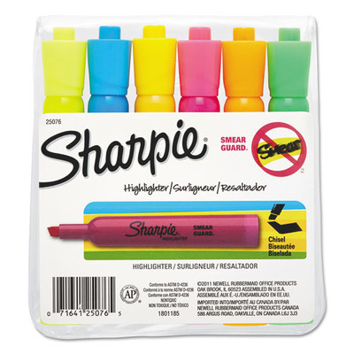 Sharpie Accent Tank Style Highlighter, Chisel Tip, Assorted Colors, 6/Set - Part Number: 9312-21103