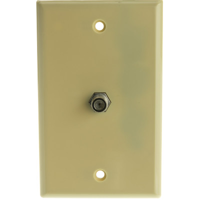 TV Wall Plate with 1 F-pin Coupler, Ivory - Part Number: ASF-20251