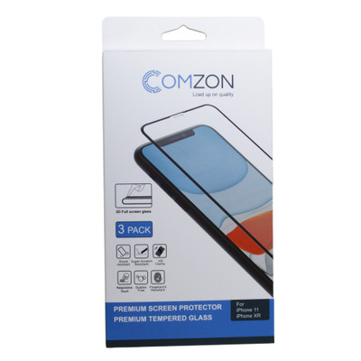 Comzon® Tempered Glass Screen Protector for Apple iPhone 11/XR, 3D Resin Glass, full screen coverage, Pack of 3 - Part Number: C2010