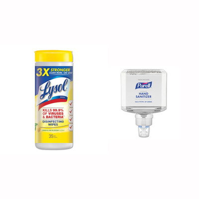 Purell Healthcare Advanced Hand Sanitizer Foam, 1200 mL, Cranberry Scent, For ES8 Dispensers  and Lysol Disinfecting Wipes, 7 x 8, Lemon and Lime Blossom, 35 Wipes/Canister - Part Number: KIT-LYSOL-20