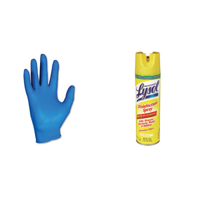 Kimberly-Clark KleenGuard G10 Nitrile Gloves, Arctic Blue, Small, 200/Box & Lysol Disinfectant Spray, Original Scent, 19 oz Aerosol Can - Part Number: KIT-LYSOL-22