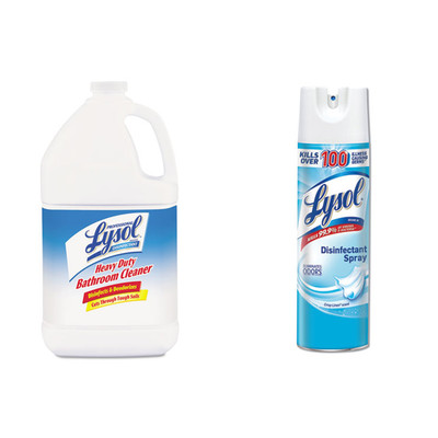 Lysol Disinfectant Heavy-Duty Bathroom Cleaner Concentrate, 1 gal Bottle, and Lysol Disinfectant Spray, Crisp Linen Scent, 19oz Aerosol - Part Number: KIT-LYSOL-36