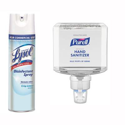 Purell Healthcare Advanced Hand Sanitizer Foam, 1200 mL, Cranberry Scent, For ES8 Dispensers  and Lysol Disinfectant Spray, Crisp Linen Scent, 19oz Aerosol - Part Number: KIT-LYSOL-9