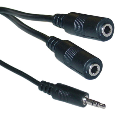 3.5mm Stereo Y Cable, 3.5mm Male to Dual 3.5mm Stereo Female, 6 foot - Part Number: 10A1-01206Y