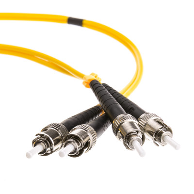 ST Duplex Fiber Optic Patch Cable, OS2 9/125 Singlemode, Yellow Jacket, 2 meter (6.6 foot) - Part Number: STST-01202