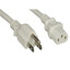 Computer / Monitor Power Cord, White, NEMA 5-15P to C13, 18AWG, 10 Amp, 3 foot - Part Number: 10W1-01203WH
