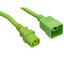 Server Power Extension Cord, Green, C20 to C13, 14AWG/3C, 15 Amp, 3 foot - Part Number: 10W2-04203GN